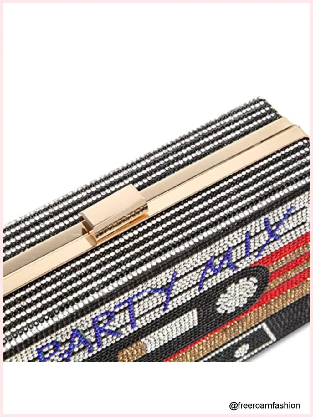 Rhinestone Evening Clutch Purse with Chain - Crossbody Fun Unique